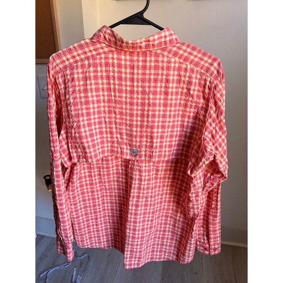 Columbia Super Bahama Women's Long Sleeve Shirt orange salmon‎ plaid - Picture 2 of 10